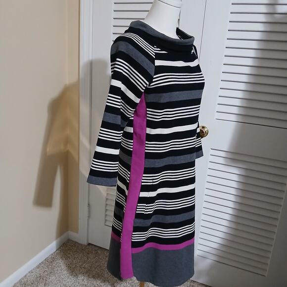 Hatley Medium Long-Sleeved Bodycon Cowl Neck Cotton Spandex Dress Striped - Picture 8 of 16